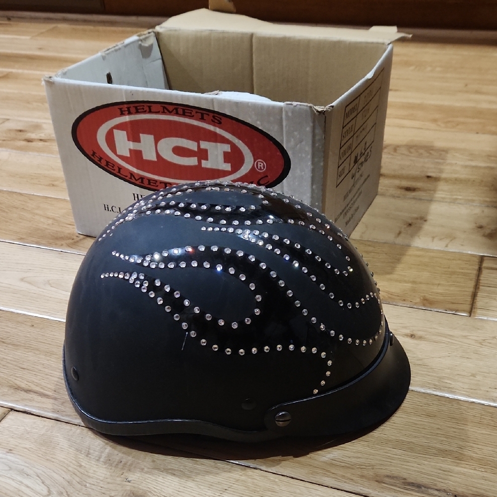 Black Studded Women's Helmet